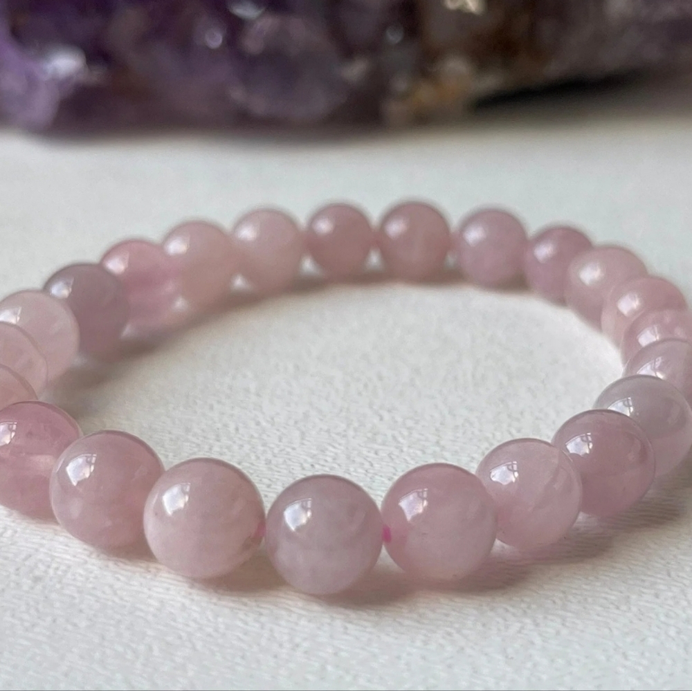 Rose Quartz A++ Crystal Pink Beaded Bracelet Love Gemstone 10mm - Picture 2 of 6